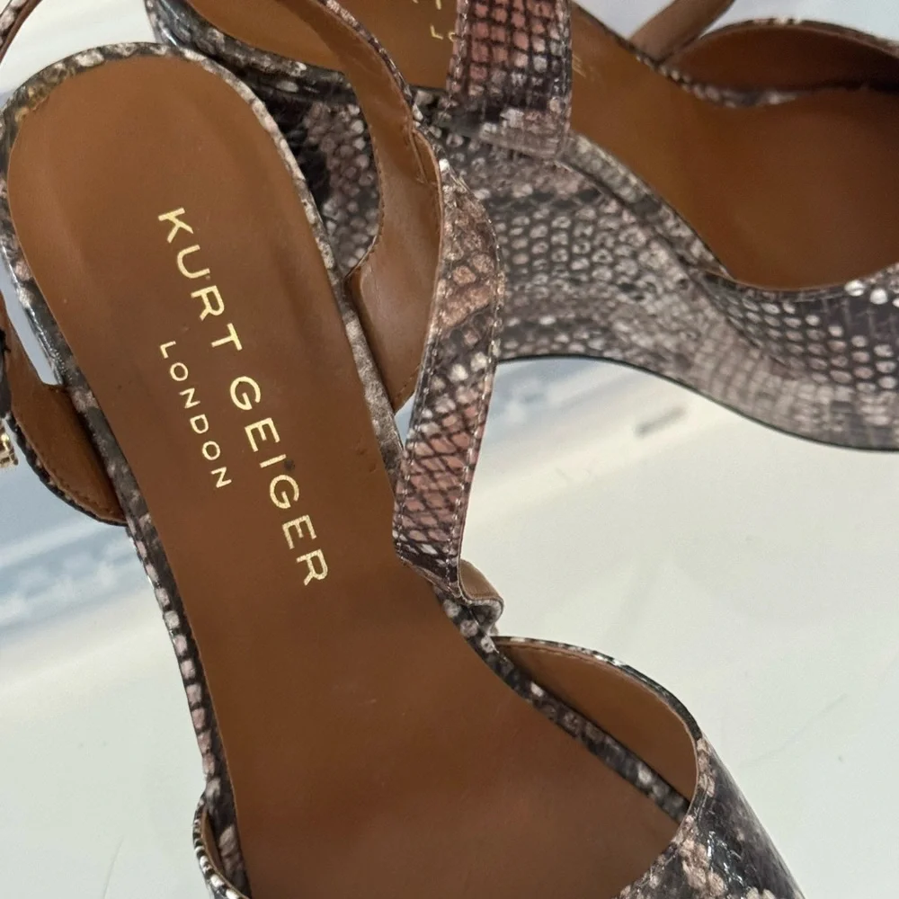 Kurt Geiger London Archer Snake-Embossed Wedge Platform Sandals
